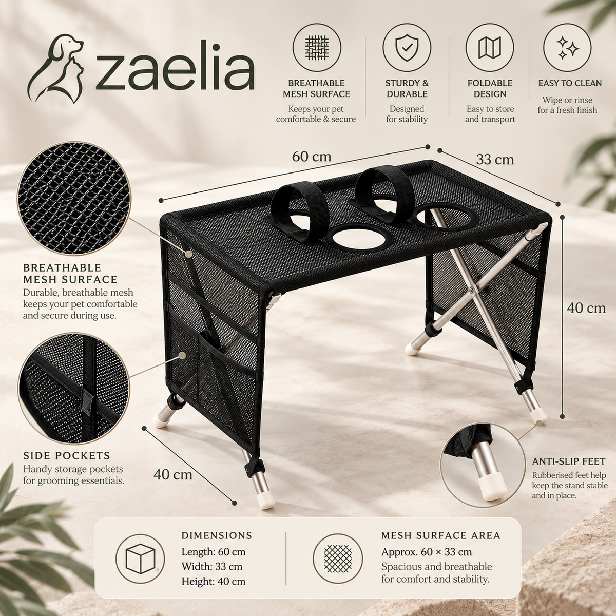 Zaelia Foldable Pet Grooming Station